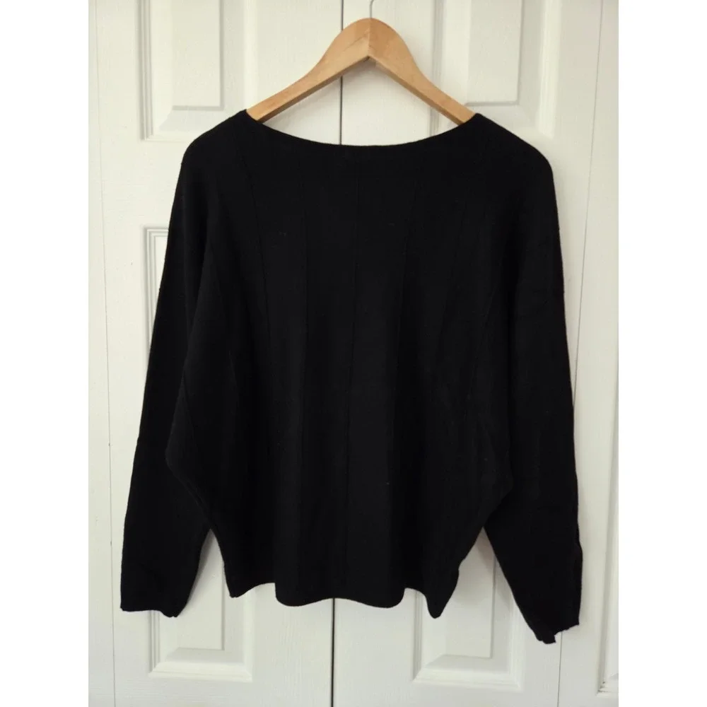 J. Crew Boatneck Cashmere Sweater Size S Black PIntuck Pleat NWT $248‎ BZ402